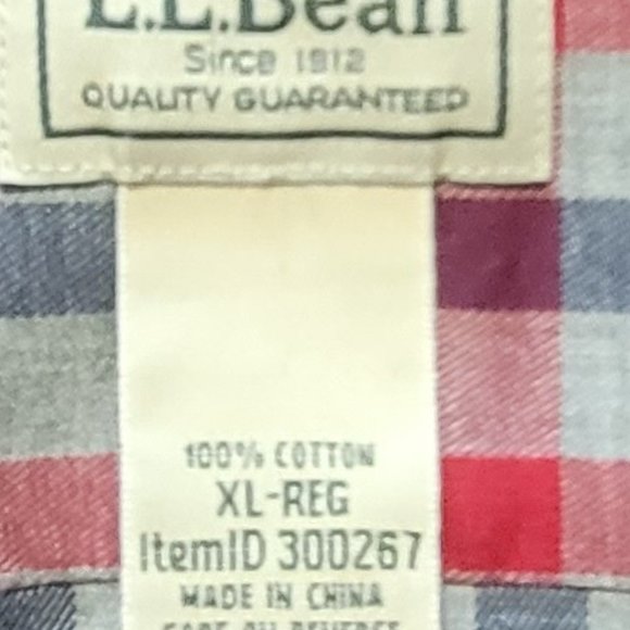 LL Bean XL Shirt Long Sleeve Plaid Red Blue Gray - Picture 4 of 6